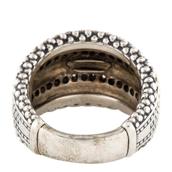 LAGOS 18K YELLOW GOLD & STERLING SILVER  FIVE ROW DIAMOND CAVIAR BAND RING - Picture 6 of 7